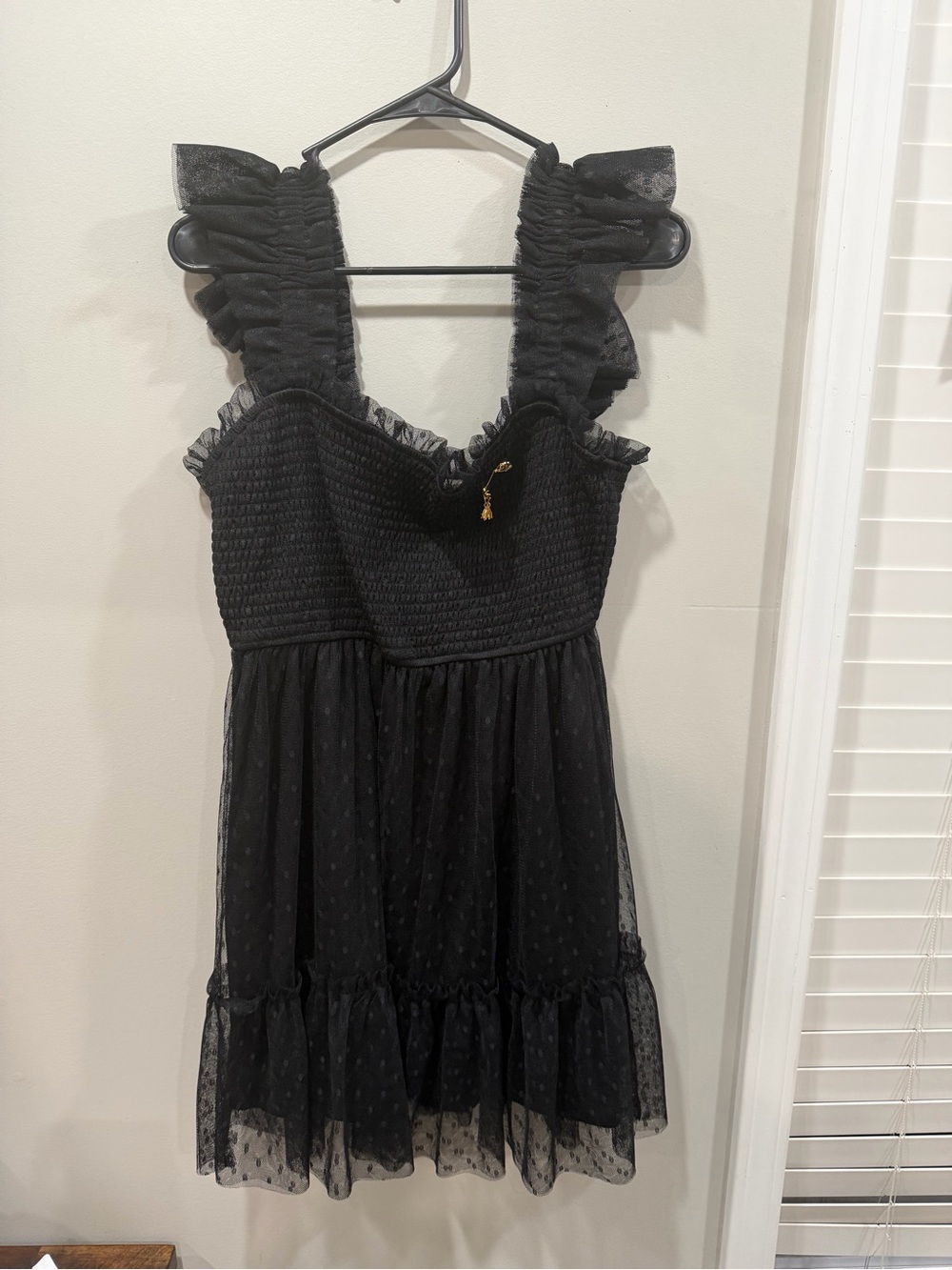 Black Ruffled Sleeveless Mesh Dress